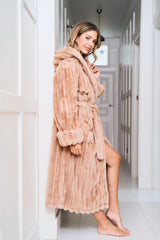 Neutral Plush Stripe Dressing Gown