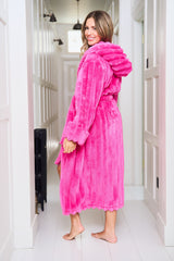 Pink Plush Stripe Dressing Gown