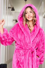 Pink Plush Stripe Dressing Gown