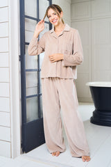 Mocha Ribbed Revere Pyjama Set