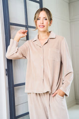 Mocha Ribbed Revere Pyjama Set