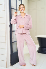 Lilac Ribbed Revere Pyjama Set