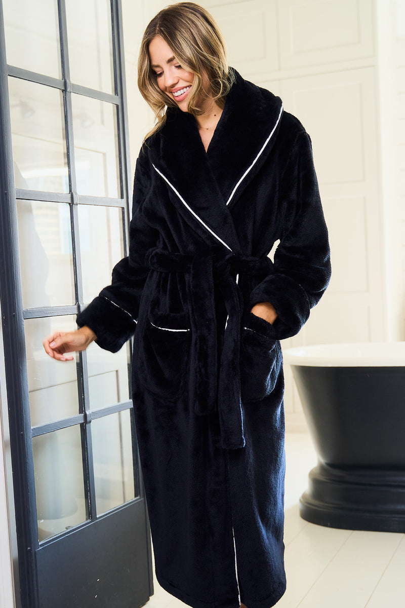 Plush Black Dressing Gown