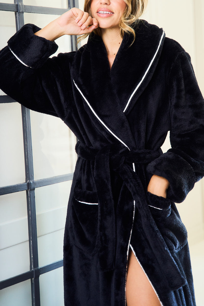 Plush Black Dressing Gown