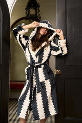 Stripe Mono Black & White Dressing Gown