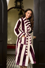 JimJam Contrast Burgundy Stripe Dressing Gown