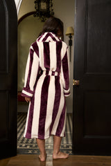 JimJam Contrast Burgundy Stripe Dressing Gown
