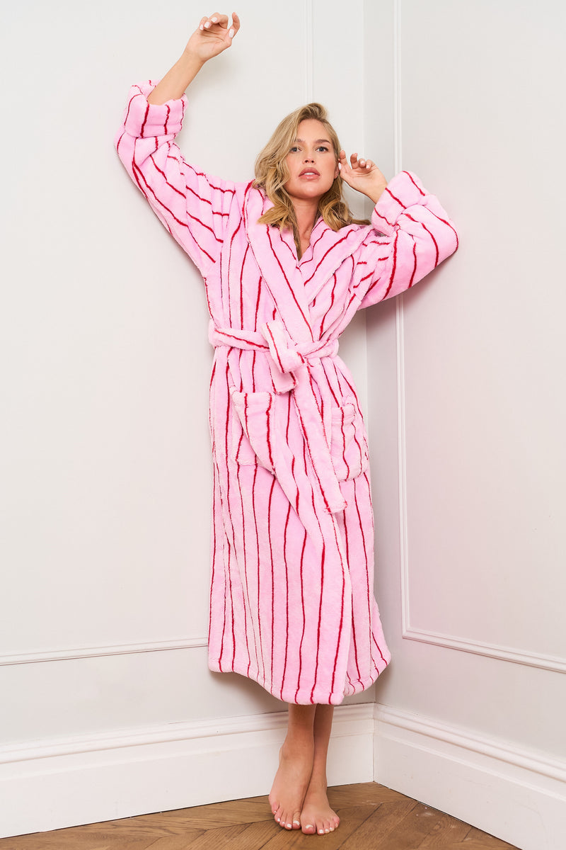 Pink Stripe Dressing Gown