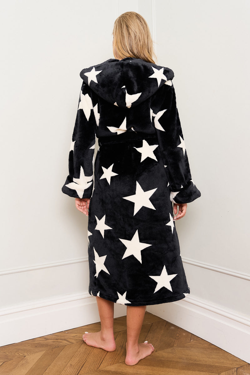 Black Star Print Dressing Gown