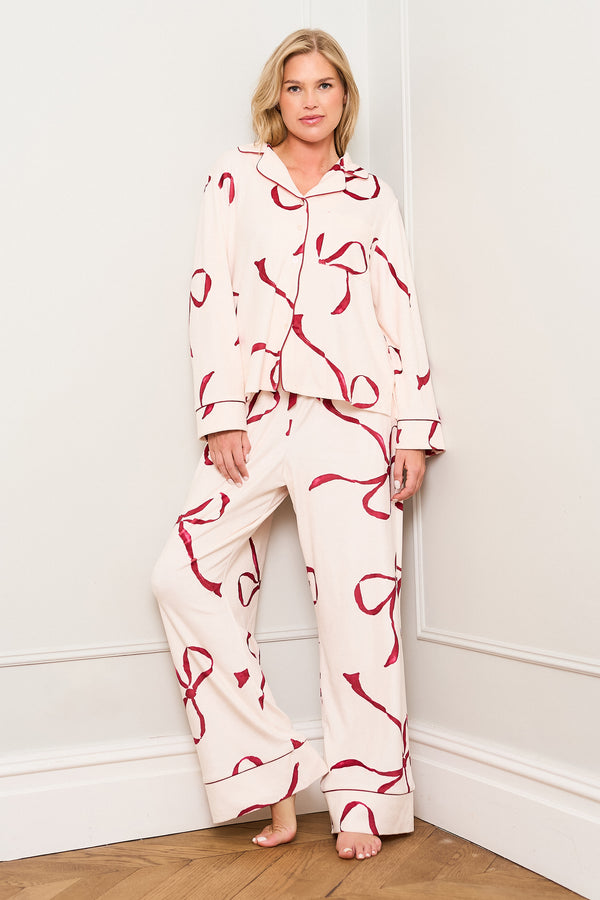 Burgundy Bow Print Pyjama