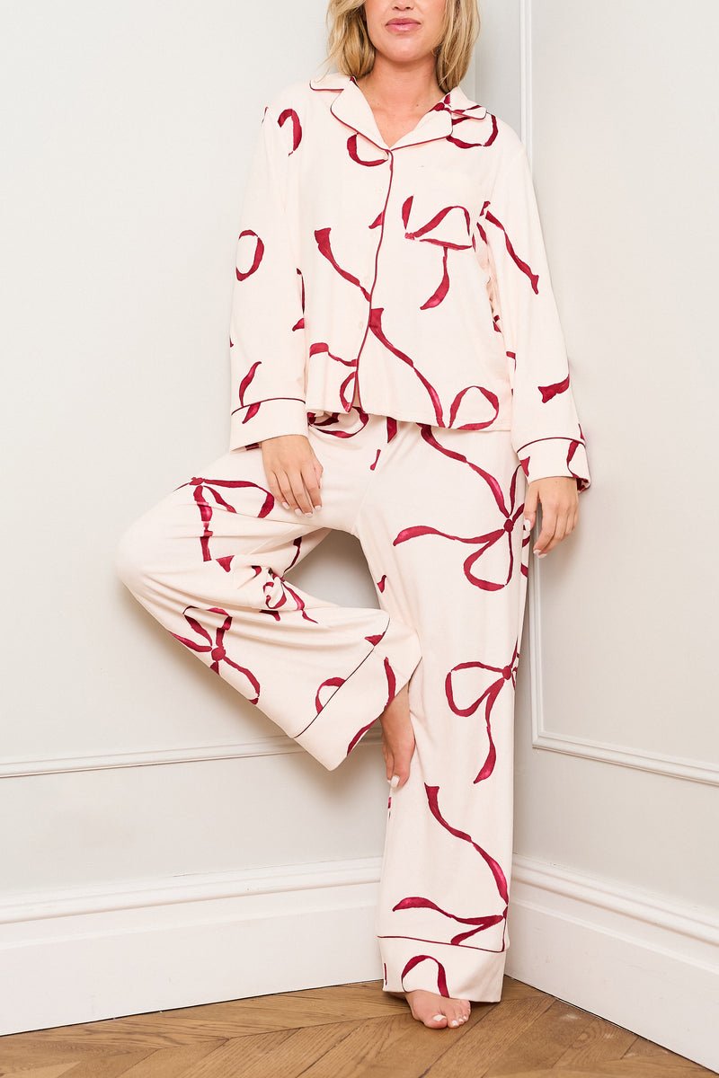 Burgundy Bow Print Pyjama