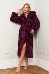Burgundy Ribbed Dressing Gown