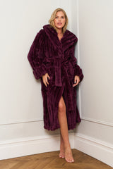 Burgundy Ribbed Dressing Gown