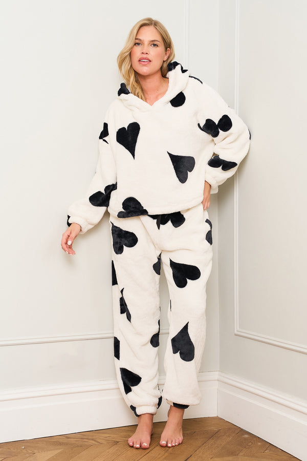 Black & White Large Heart Print Twosie