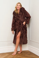 Chocolate Ribbed Dressing Gown