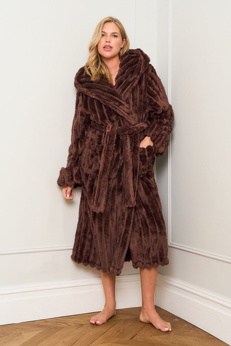 Chocolate Ribbed Dressing Gown