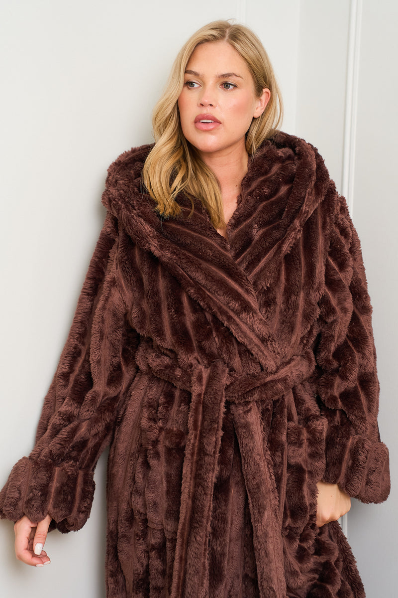 Chocolate Ribbed Dressing Gown