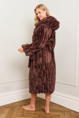 Chocolate Ribbed Dressing Gown