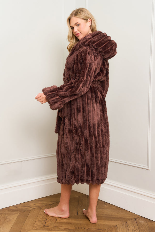 Chocolate Ribbed Dressing Gown