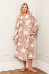 Mocha Star Print Dressing Gown
