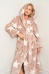 Mocha Star Print Dressing Gown
