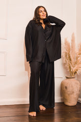 Black Pleated Pyjama Set