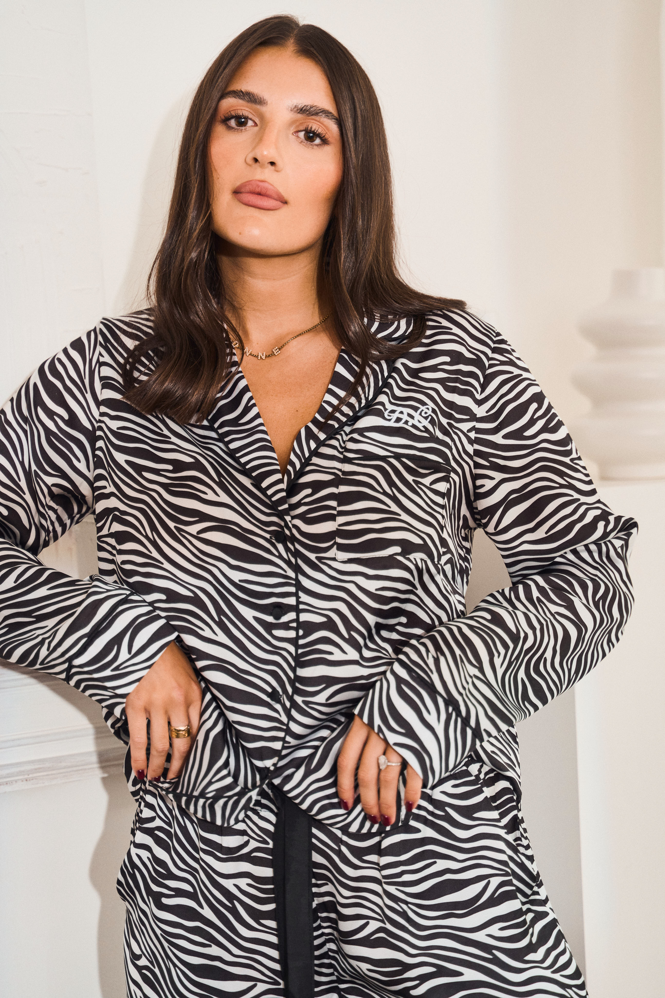 Monochrome Satin Pyjama Set – Jim Jam The Label