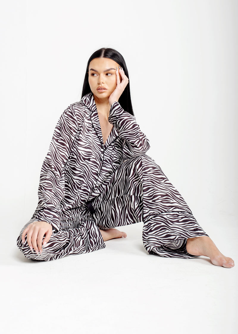 Monochrome Satin Pyjama Set